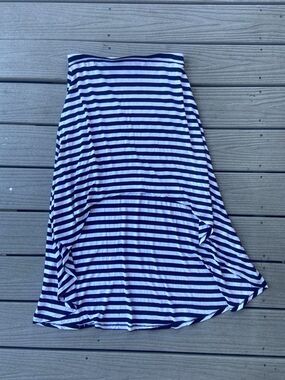 Michael Kors Women’s M Black White Striped Hi Low Maxi Skirt Stretch